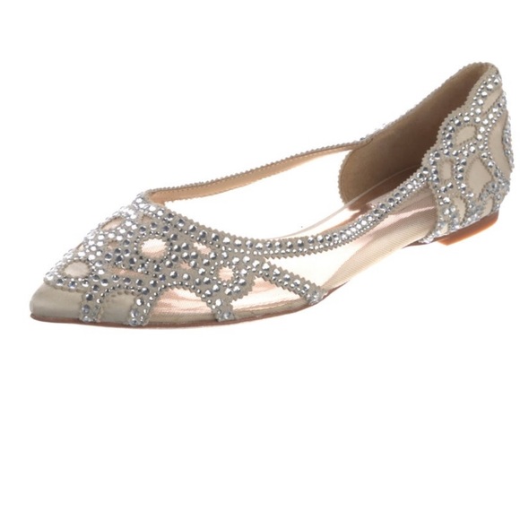 Badgley Mischka Crystal Embellished Flats - Picture 1 of 5